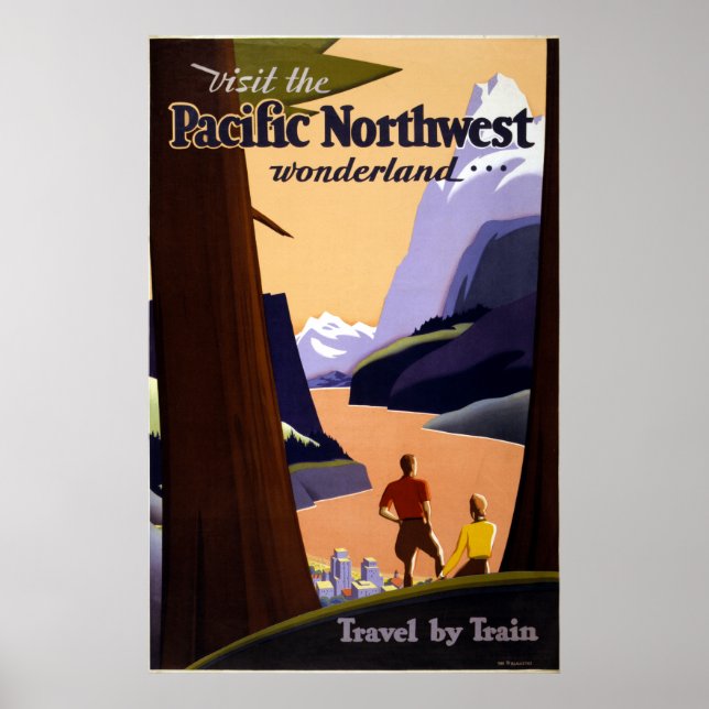 Vintage Pacific Northwest Wonderland Travel Poster (Front)