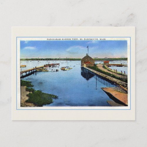 Vintage Padanaram harbor view South Dartmouth MA Postcard