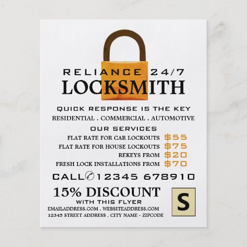 Vintage Padlock Locksmith Advertising Flyer