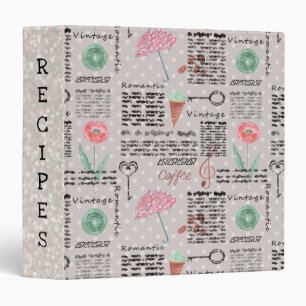 Vintage page newspaper polka dots stylish retro 3 ring binder