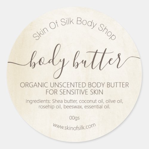 Vintage Paint Handmade Body Scrub Butter Lotion Classic Round Sticker