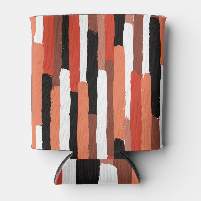 Vintage Painted Brush Strokes Pattern Can Cooler (Front)
