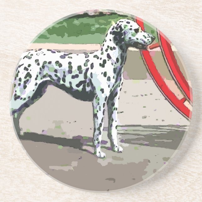Vintage Painted Dalmatian Sandstone Coaster (Front)