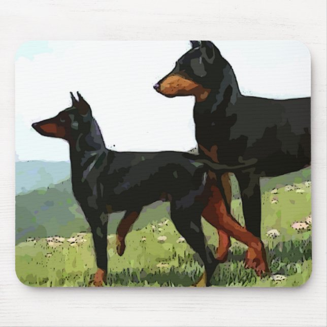 vintage painted doberman pinchers mouse pad (Front)