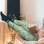 Vintage Painted European Robin Bird Pattern Leggings<br><div class="desc">This is a beautiful vintage inspired pattern of hand painted watercolor European robins perched on branches with leaves. These robins are well known for their orangey red breast feathers. The leaves and branches are overlapping each other to repeat seamlessly. The background colour is a beautiful robins egg blue, with a...</div>