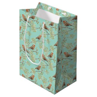 Vintage Painted European Robin Bird Pattern