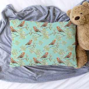 Vintage Painted European Robin Bird Pattern Pillow Case