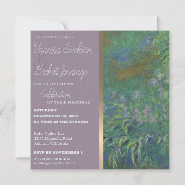 Vintage Painted Foliage Monet Wedding Invitation (Front)