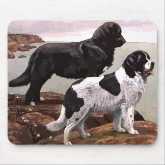 vintage painted newfoundlands mouse pad