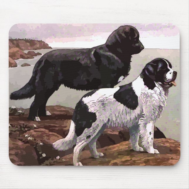 vintage painted newfoundlands mouse pad (Front)