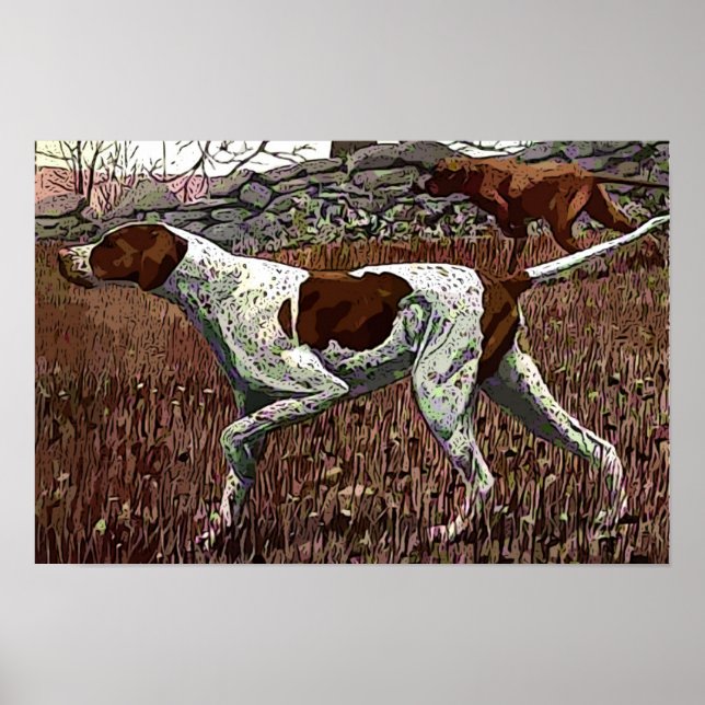 Vintage Painted Pointer Canvas Print (Front)