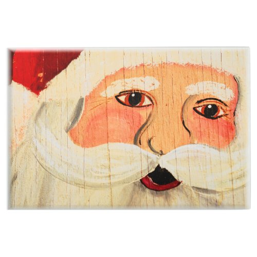 Vintage Painted Santa Claus Face Weathered Metal Print