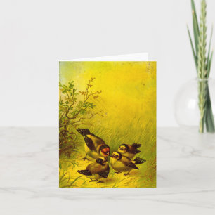 Vintage Painted Sparrows Note Card