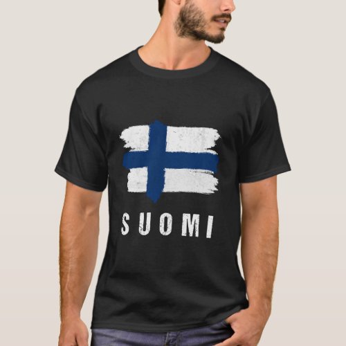 Vintage Painted Suomi Flag Finland Flag Fan Gift T_Shirt