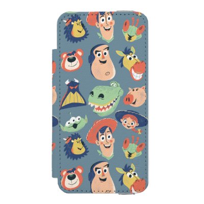 Vintage Painted Toy Story Characters Wallet Case For iPhone SE/5/5s