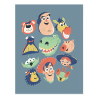 Vintage Painted Toy Story Characters Postcard