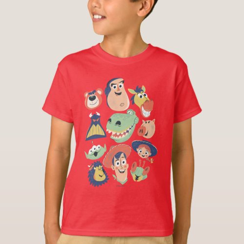 Vintage Painted Toy Story Characters T_Shirt