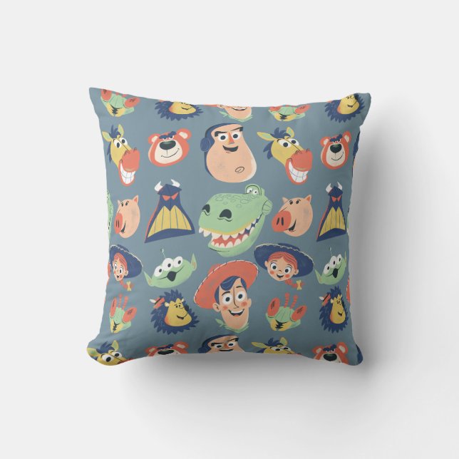 Vintage Painted Toy Story Characters Throw Pillow (Front)