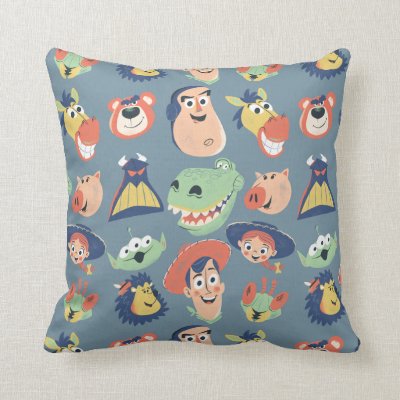 Vintage Painted Toy Story Characters Throw Pillow