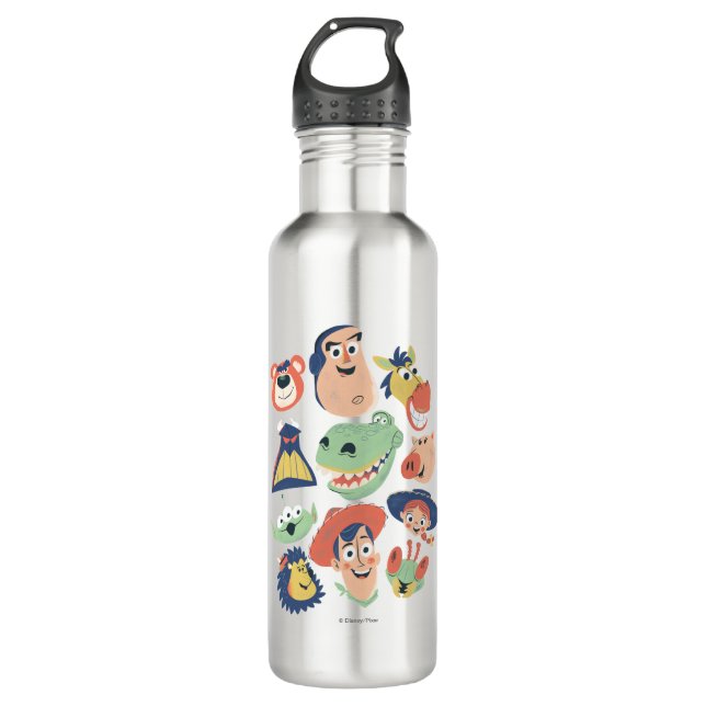 Vintage Painted Toy Story Characters Water Bottle (Front)