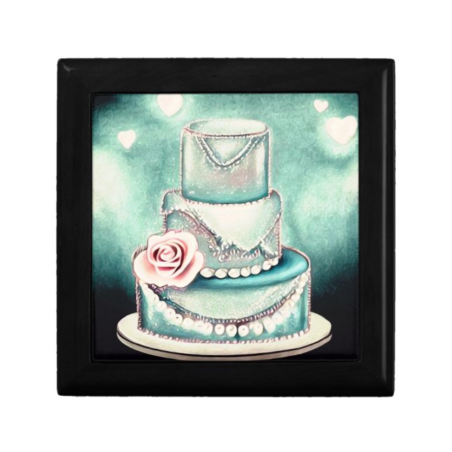 Vintage Painted Wedding Cake Gift Box (Front)