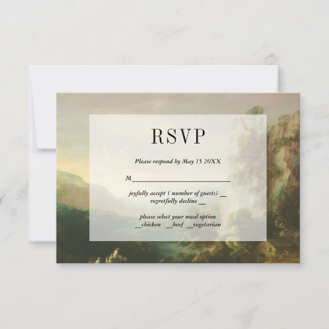 Vintage Painterly Landscape RSVP Card (Front)