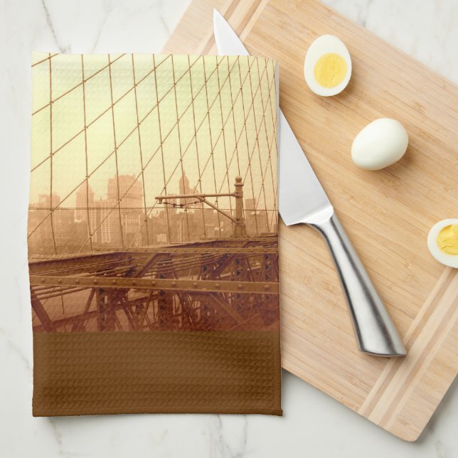 Vintage Painters Brooklyn Bridge Kitchen Towel (Quarter Fold)