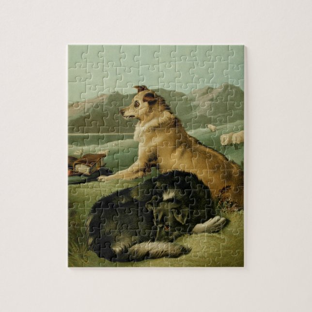 Vintage Painting: Collie Dogs Jigsaw Puzzle (Vertical)