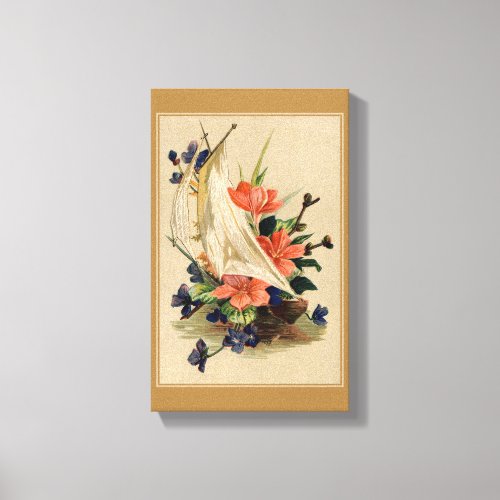 Vintage Painting _ Flowers in a Sailboat Canvas Print