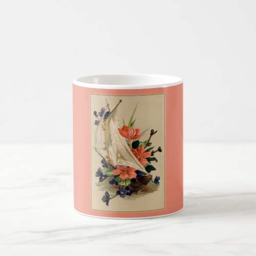 Vintage Painting _ Flowers in a Sailboat Coffee Mug