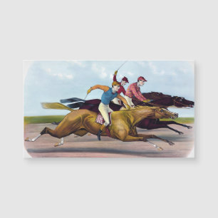 Vintage Painting Of A Horse Race Scene, Horses
