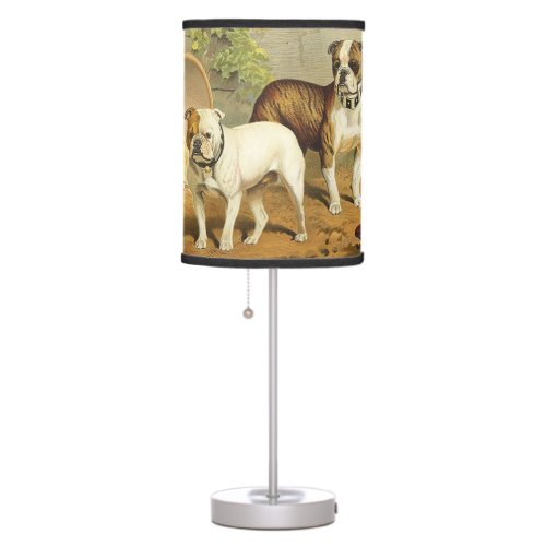 Vintage Painting of English Bulldogs Table Lamp