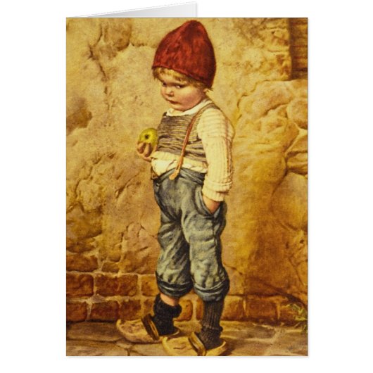 Vintage Painting of Hansel Holding an Apple (Front)