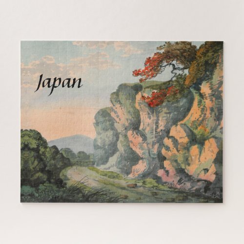 Vintage Painting of Japan Countryside Landscape Jigsaw Puzzle