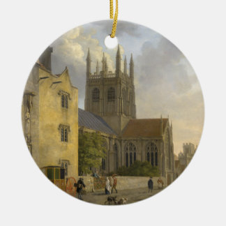 Vintage Painting of Merton College Oxford England Ceramic Ornament