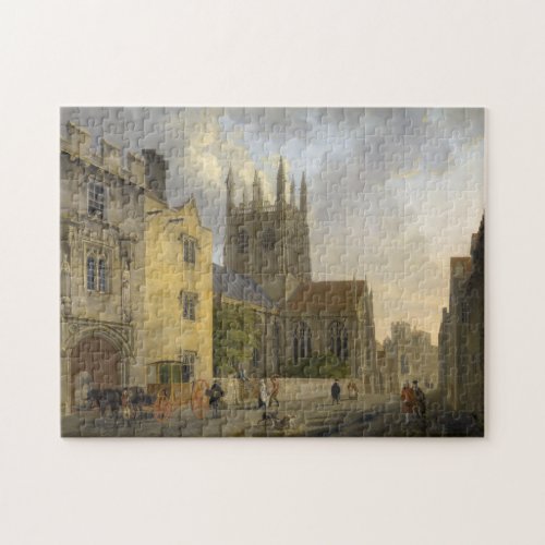 Vintage Painting of Merton College Oxford England Jigsaw Puzzle