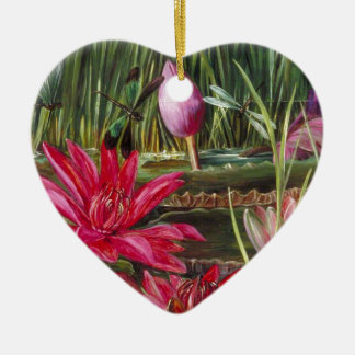 Vintage Painting Pink Blossoms Flowers Ceramic Ornament