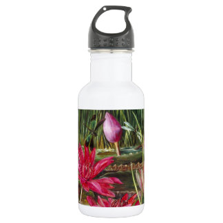 Vintage Painting Pink Blossoms Flowers Water Bottle