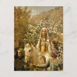 Vintage Painting Queen Guinevere's Maying Postcard