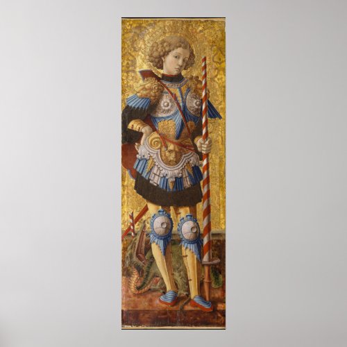 Vintage painting St George and the Dragon Poster