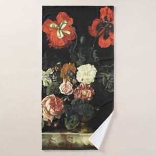 Vintage painting Still Life with Flowers  Bath Towel Set