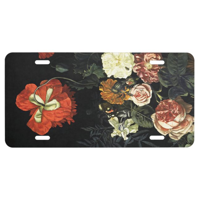 Vintage painting Still Life with Flowers  License Plate (Front)