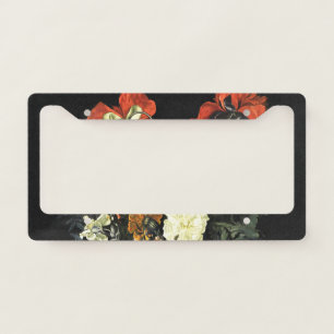 Vintage painting Still Life with Flowers  License Plate Frame