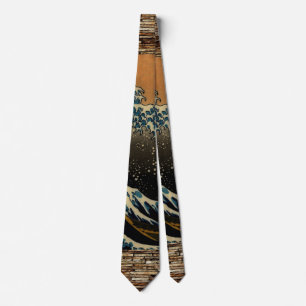 Vintage Painting The Great Wave Japanese Artist Neck Tie