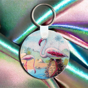 Vintage Pair of Flamingo Keychain