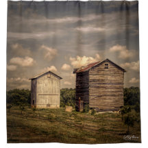 Vintage Pair of Old Tobacco Barns
