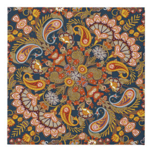 Vintage paisley bandana print,silk neck scarf or k faux canvas print