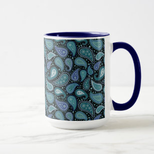 Vintage Paisley Blue Teal Floral Mug
