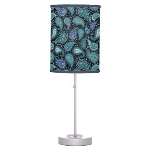 Vintage Paisley Blue Teal Floral Table Lamp