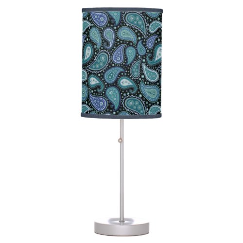 Vintage Paisley Blue Teal Floral Table Lamp